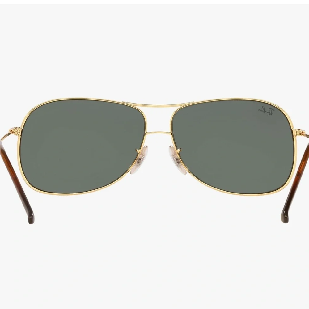 Ray-Ban Gold Metal Aviator Sunglasses with Dark Green Lenses